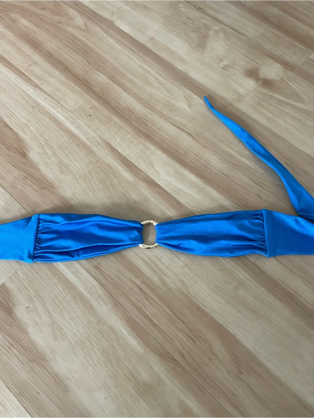 Sommer swim Bright Blue Women's Bikini Top with Gold Ring Accent - Picture 3 of 3